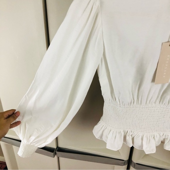 NWT KEEPSAKE the label white secure blouse, cinched waist,puffy sleeves women XS - Picture 9 of 13